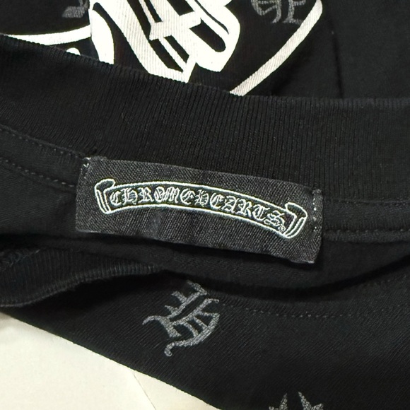 CHROME HEARTS BLACK GRAY WHITE LOGO PRINT CREWNECK SHORT SLEEVE TEE SHIRT - Picture 7 of 9